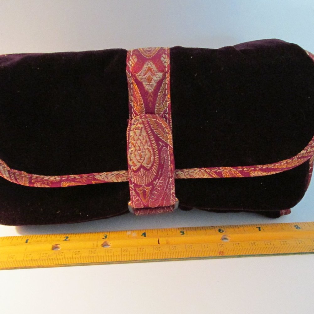 Jewelry Travel Roll - Purple Velvet & Satin